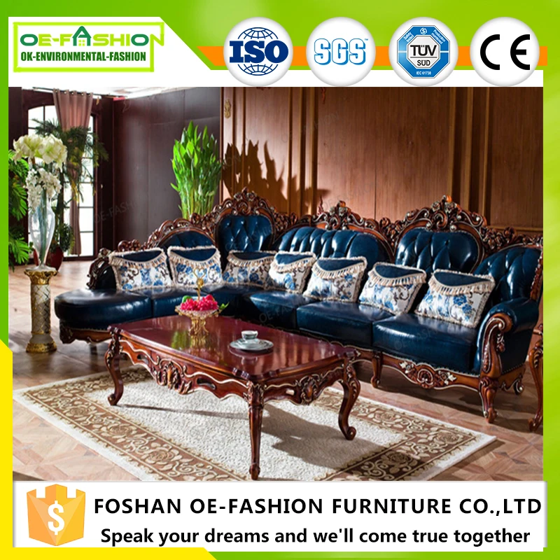 Solid wood carving corner living room sofa in the home furniture