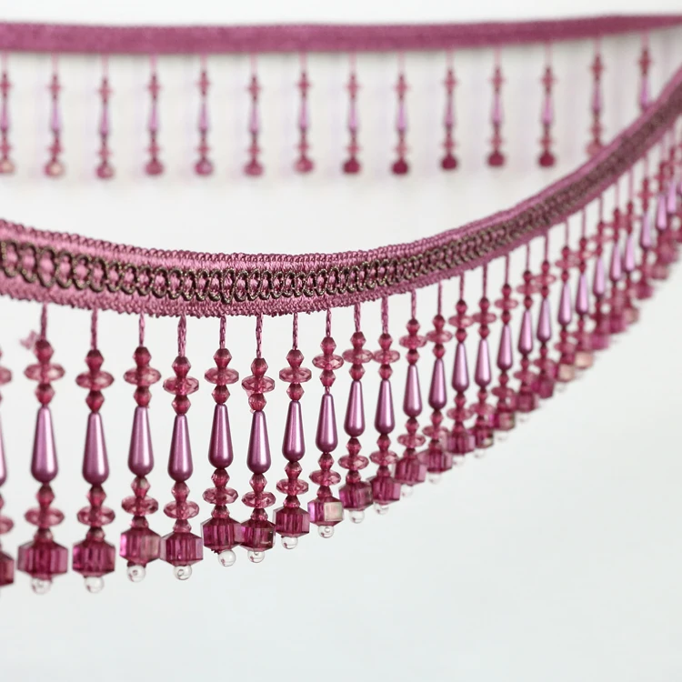 Hotsale Hotel Bedroom Bead Trimming Multicolor Silk Tassel Fringe Trim For Curtain