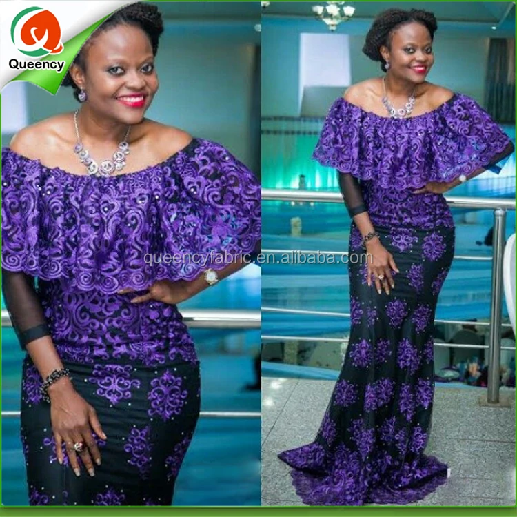 Queency Wholesale Dubai Bridal Lace African French Net Lace Fabric with Pretty Stones