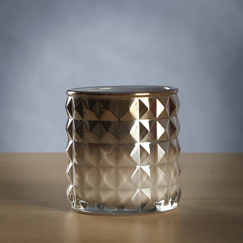 Delicate Wedding Candlestick Round Luxury Electroplating Gold Glass Candle Tumbler