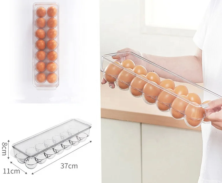 14 Eggs Refrigerator Egg Container Keeping Fresh Egg Box Kitchen Transparent Storage Holders Fridge Organiser