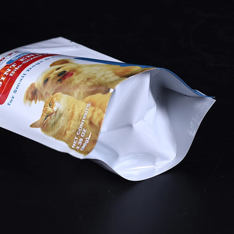 POLYSMARTS Resealable Aluminum Foil Stand Up Ziplock Animal Feed Bags Plastic Dog Food Packaging Pouch