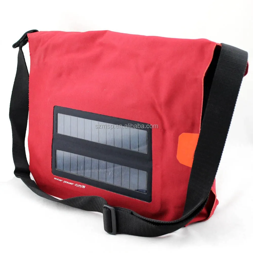 Twill Cotton Waterproof Solar Charge Flap Cross Body Messenger Bag Men Fashion Style Chargeable Nylon Plastic Outdoor Use