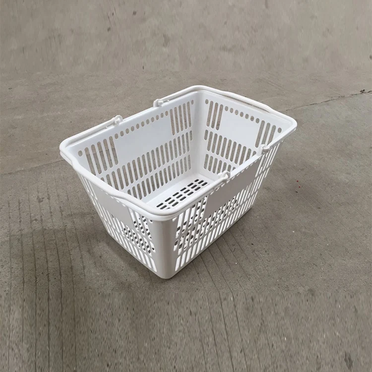 MOQ 100 PCS hand plastic basket 12.5L two handles carry plastic supermarket shopping basket for sale