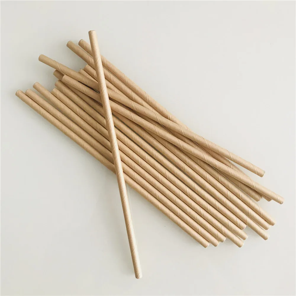 Brown Kraft Paper Wrapped Straws Biodegradable Drinking Straws