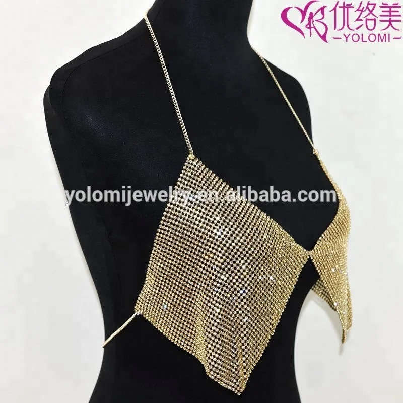 
Women Sexy Rhinestone Bra Harness Body Jewelry Unique Flash Shiny Rhinestone Sequins Bra Body Jewelry 