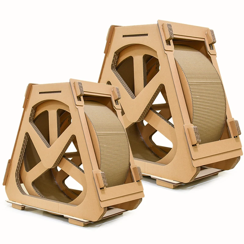 DEKU--Corrugated Scratching Toy Rolling Wheel Shape Cat Tower Cardboard Scratch Lounge Scratching Pad Cat Scratcher Boards