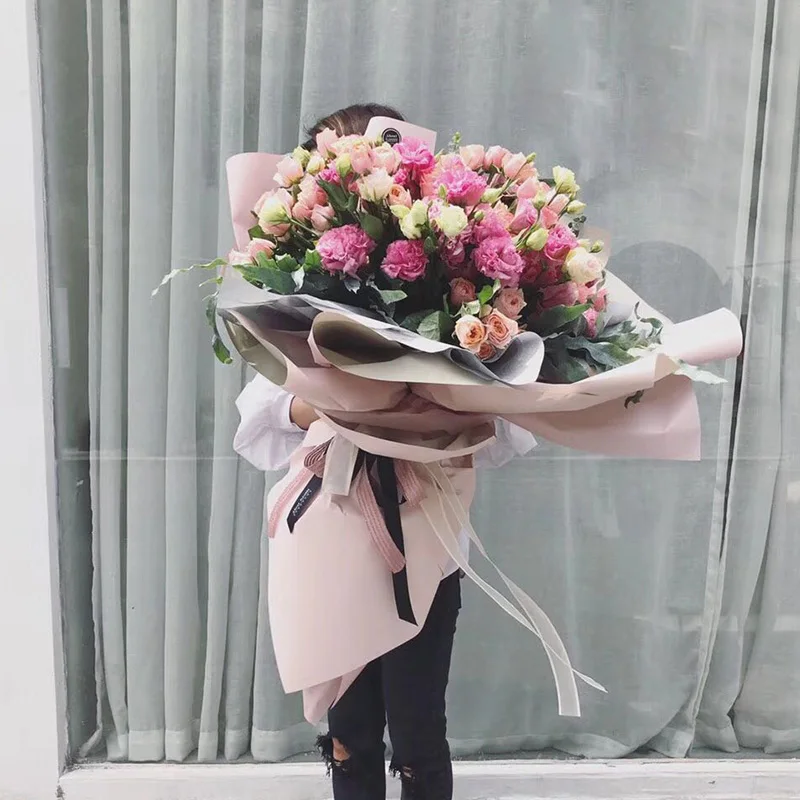 
100% waterproof 58*58CM Flower Mini bouquet wrapper Korean style 2 colors two sides paper 