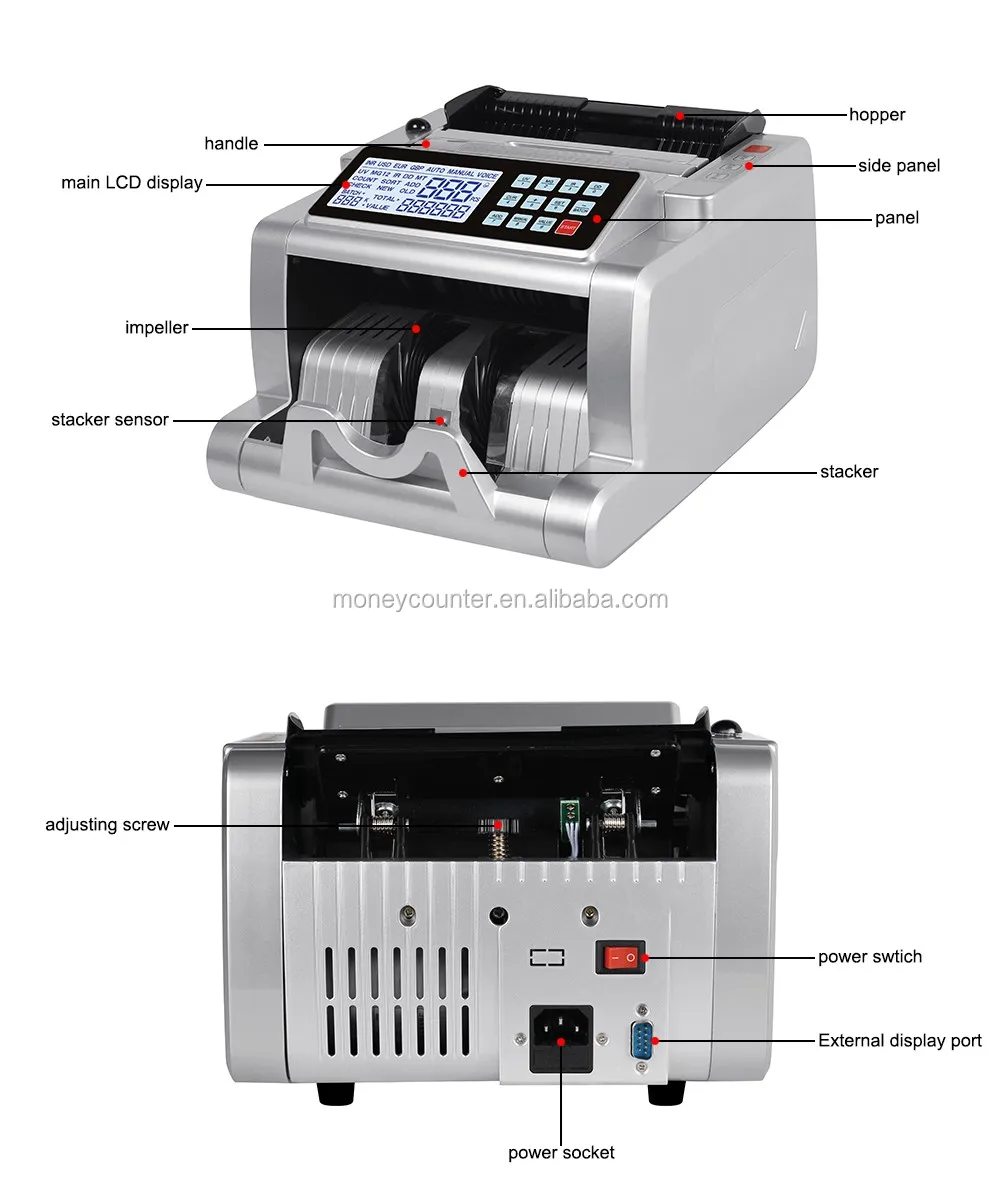 AL-5300 четкий дисплей банкнот, счетная машинка для денег/UV/MG счетчик денег евро Usd