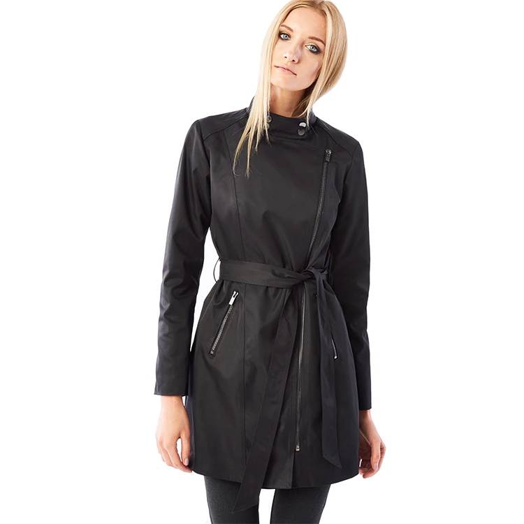 
Custom Trenchcoat High Quality Waterproof Black Long Women Trench Coat For Spring Wear 