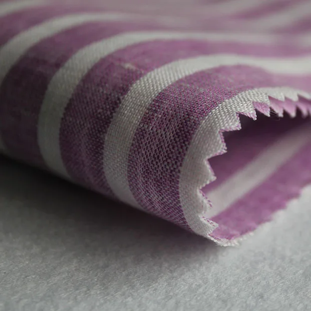 Тонкая 100% льняная пряжа окрашенная тканая ткань