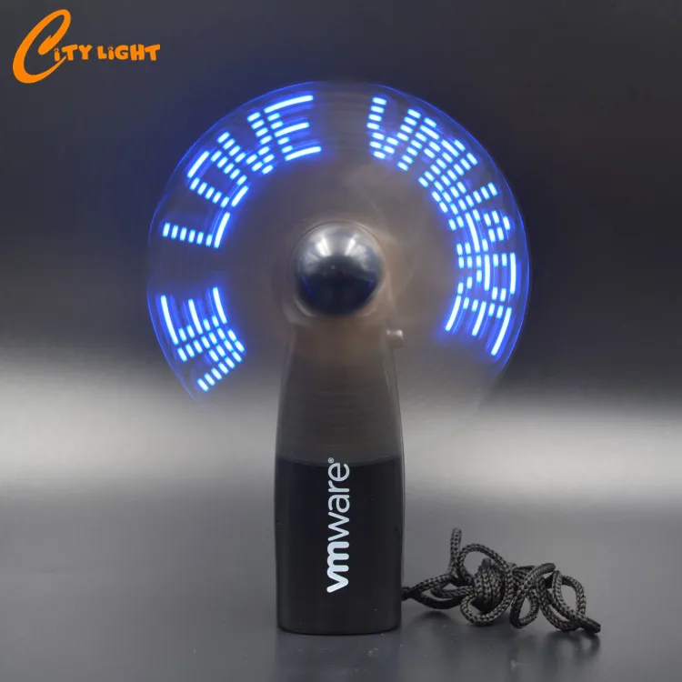Christmas gift Advertising mini electric battery portable handheld custom message programmable led fan