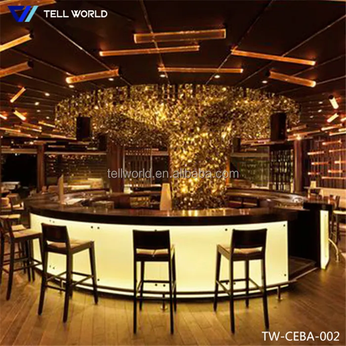 
Circular led acrylic solid surface bar counter supply for club, hotel 