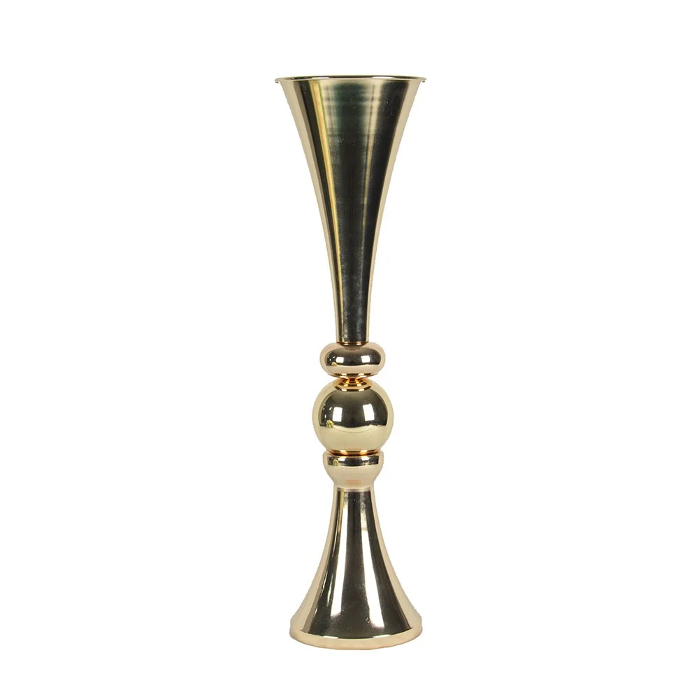 flower vase /big flower vase / wedding decoration Gold Metal flower Vase, Royal Gold Trumpet Vase For Decoration