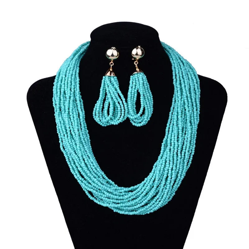 New fashion handmade multi-strand seed beads necklace set