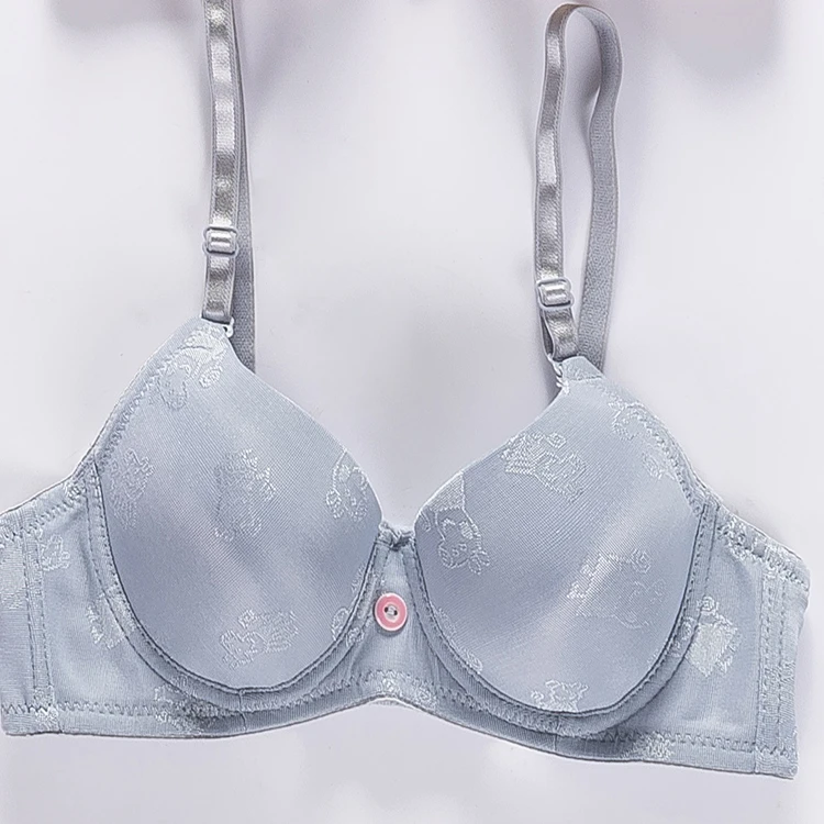 Cute Style Youth Teenager Junior Girl Comfortable Light Cartoon Print bra A Cup Unpadded Bra