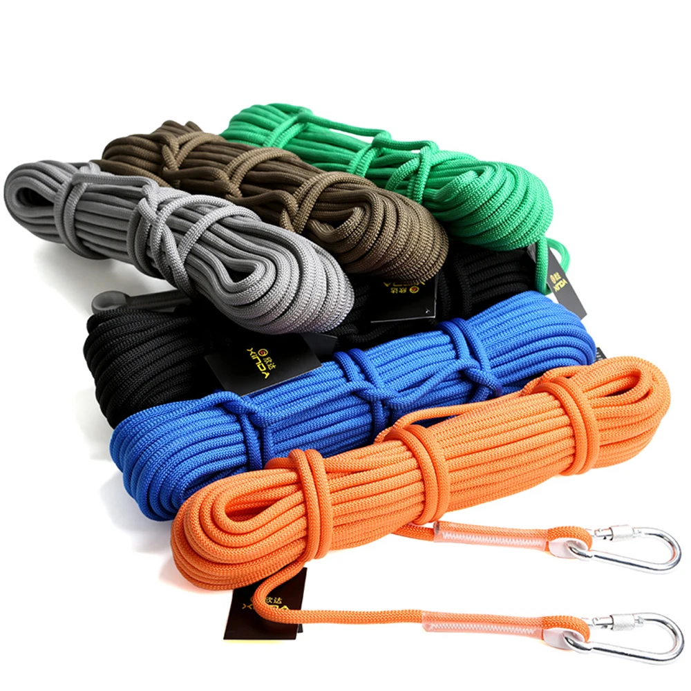 XINDA outdoor 9.5mm  climbing safety rope  with 2 pieces carabiners