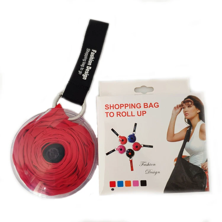 
Eco friendly Magic box Foldable Cross body waterproof shopping bag Roll Up Folding/foldable polyester Shopping Bag 