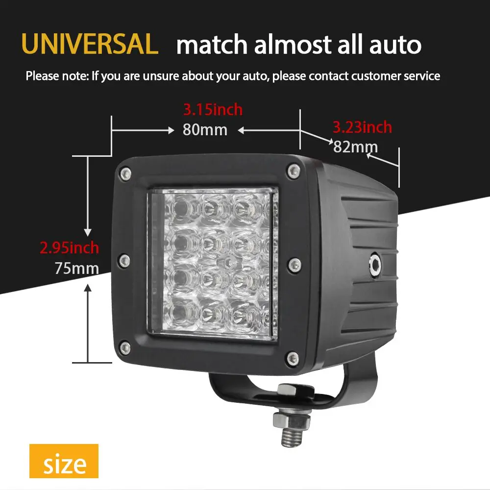 
4x4 Offroad 4 Inch Square Amber waterproof Spot led vehicle Two-color burst flash work light for trucks 