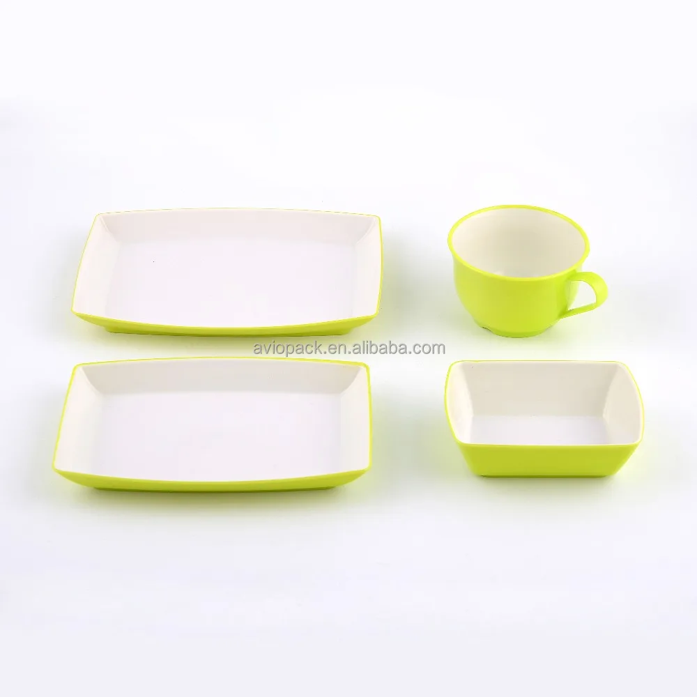 Wholesale Airline colorful cheap reusable plastic Cups and Plates dinnerware set for inflight