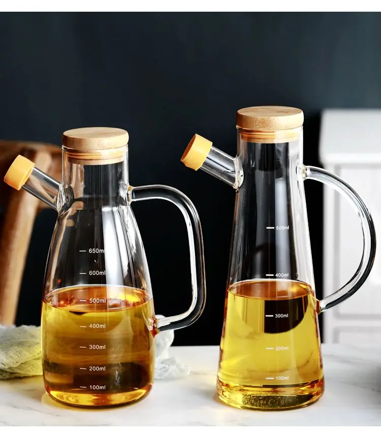 Nordic style glass pitcher with bamboo lid,home decoration glass tea water juice pitcher