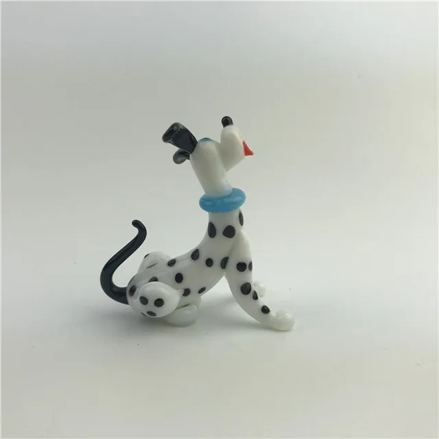 Blown Glass Dalmatian Dog Miniature Decorations Shake the Tail Made From White Color Glass