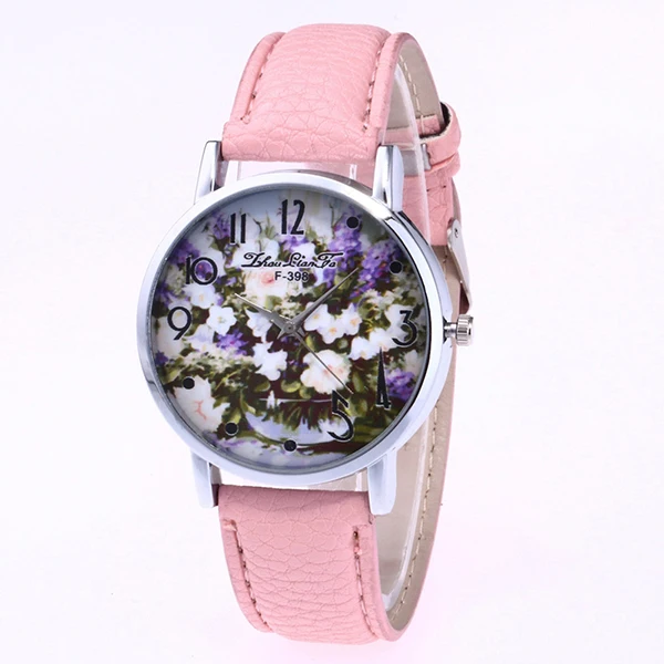 New Styles Fashion Women Watches Rose Flower PU Leather Wrist Watch Diamond Lady Watch Gift Set Women