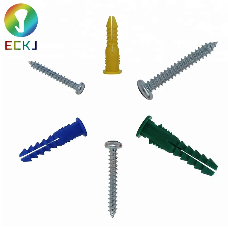 
ECKJ 66 Pieces Plastic Self Drilling Drywall Anchors with Phillips Flat Head Self Tapping Screws Assortment Kit 