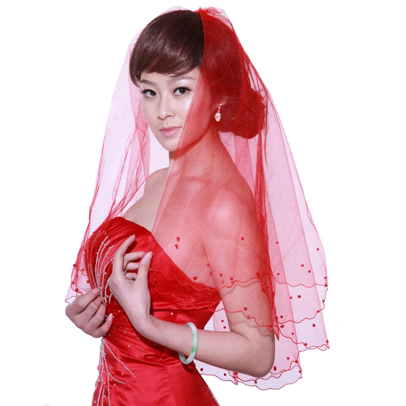 
Hot Sell Beaded Edged Ivory Wedding Veil Soft Tulle High Quality Wedding Bridal Veils 