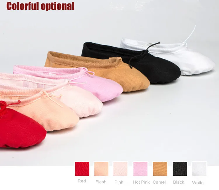 
Cheap Low MOQ Canvas Split Sole Foldable Kids Soft Ballet Shoes 