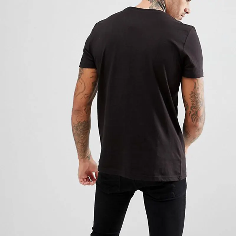 Wholesale New Design Short Sleeve Plain tshirt Custom Logo Printed Black t-shirts for men 100% cotton