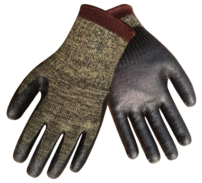 ANSI A4 Aramid Fiber Wrapped Steel Latex Rough Dipped Anti Cut Resistant Winter Gloves