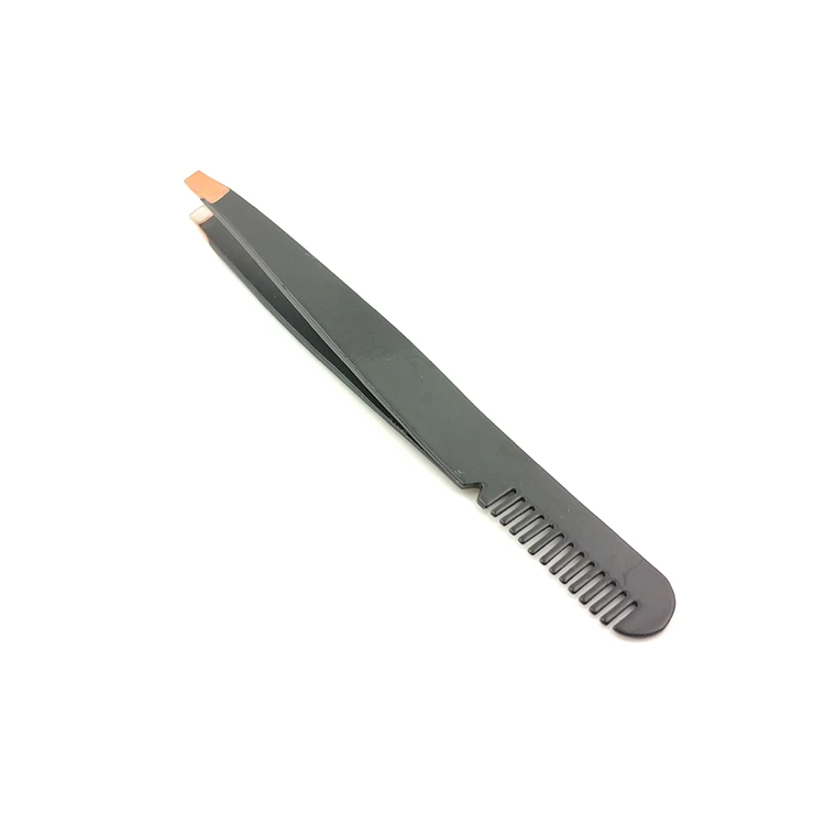 2023 wholesale custom logo professional cosmetic tweezers eyebrow clip with comb