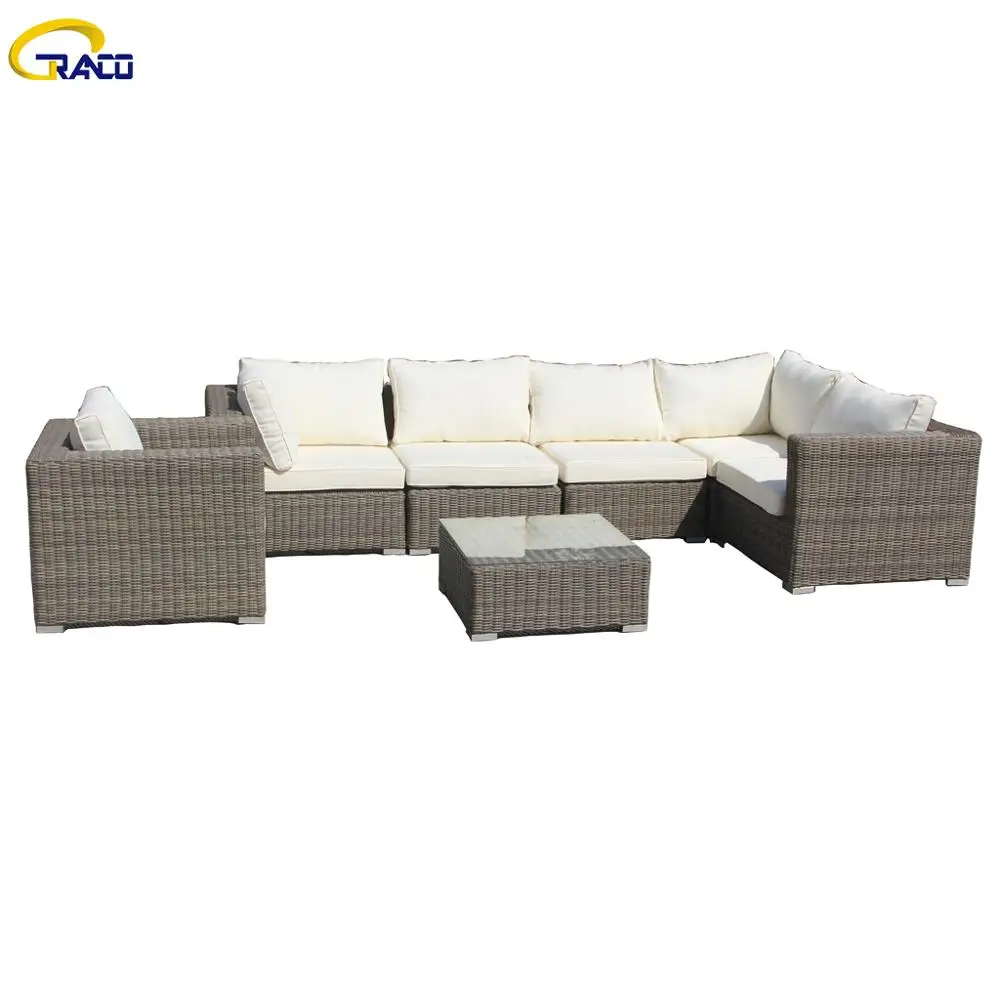 
Promotion leisure outdoor rattan garden furniture 6 seater elegant european furniture garden sofa set 