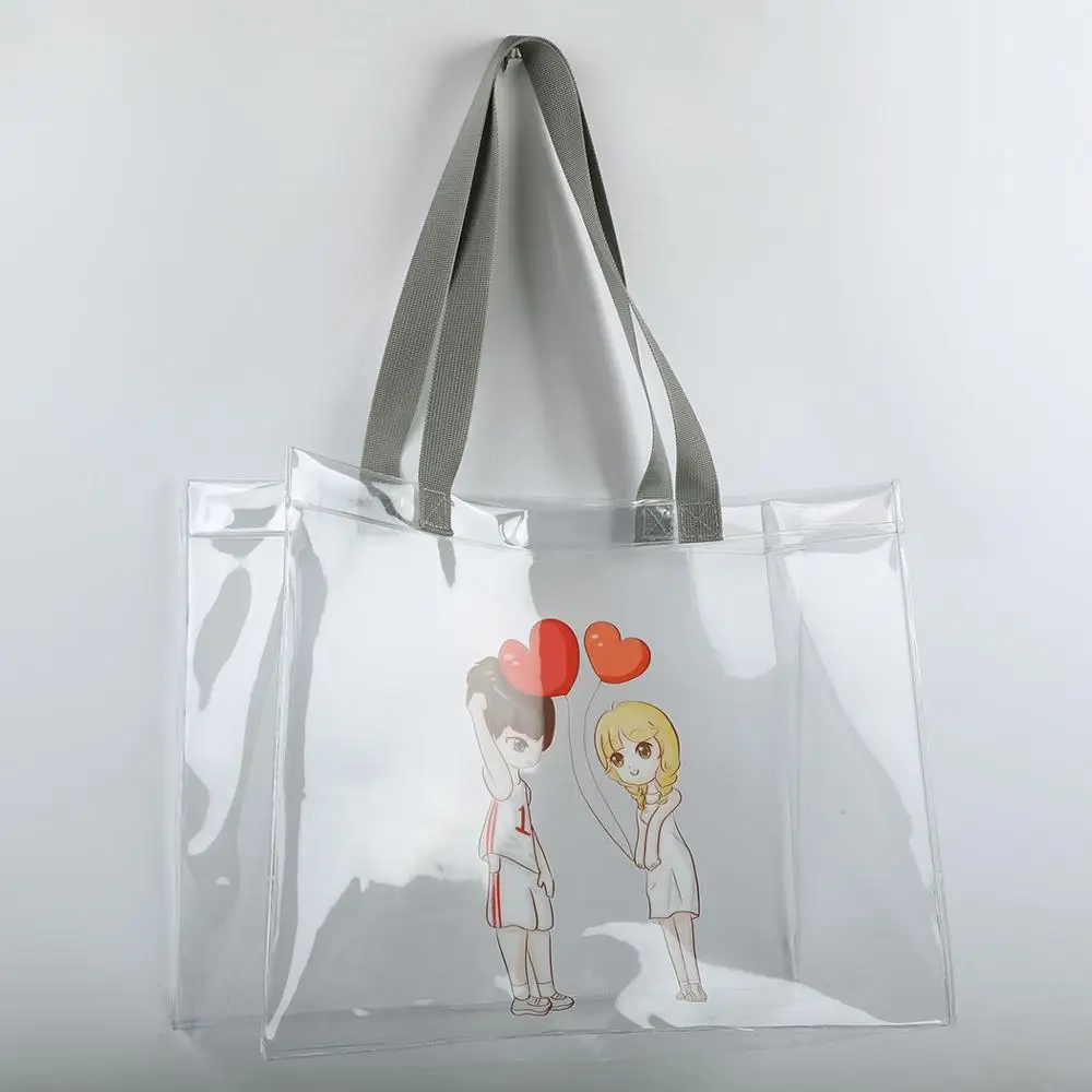 INSTOCK Wholesale Cosmetic Bag with Customized Designs Women Clear PVC Shoulder Bag Transparent PVC Handbags