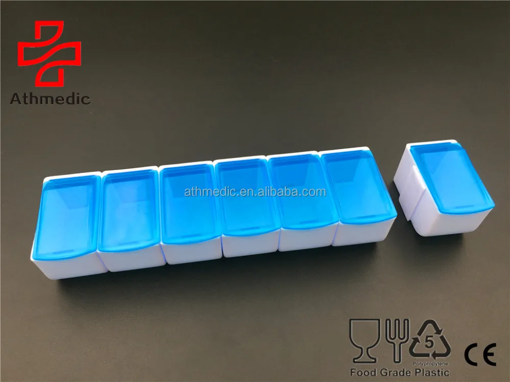 2022 Athmedic food grade daily single row detachable 7 day pill box case