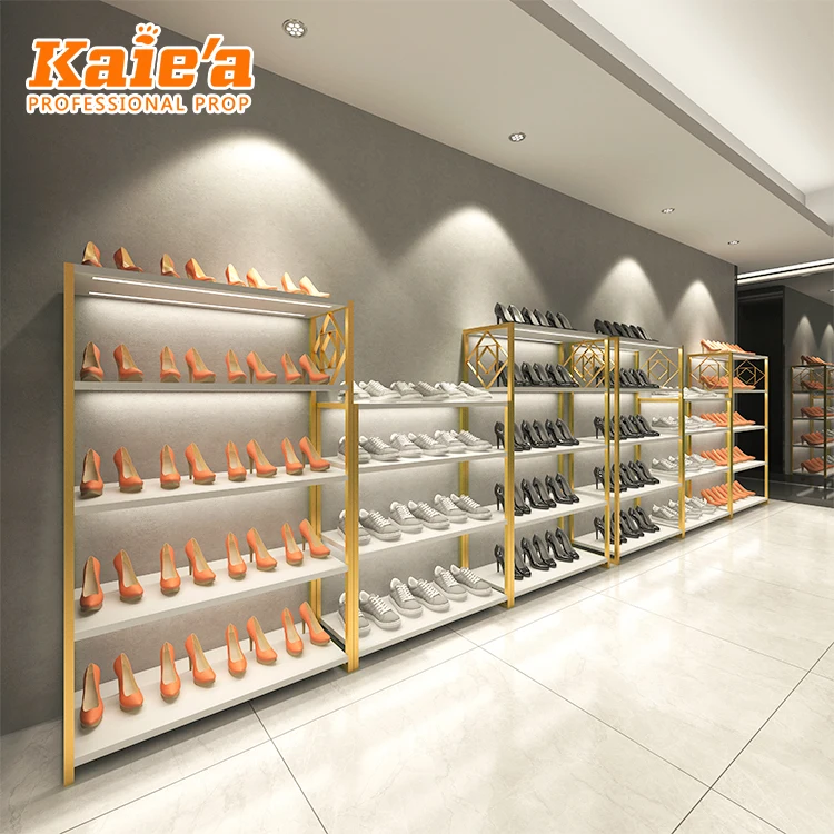 Commercial shoes store equipment shoe display case wall mounted sport shoe display furniture shelf design for sale