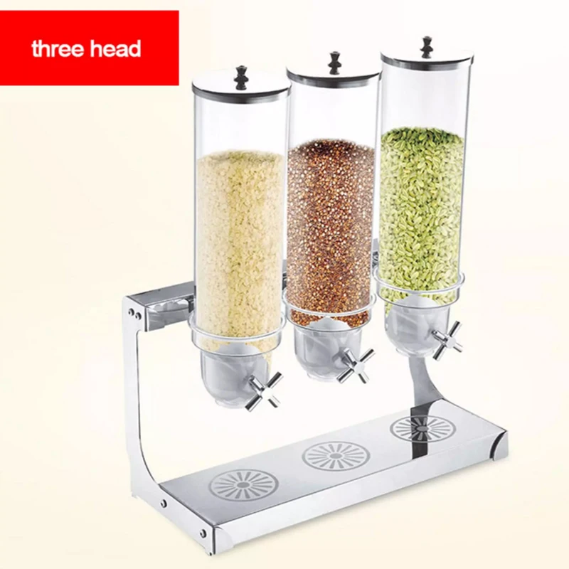 
Different Types Stainless Steel Dry Food Candy Nut Cereal Dispenser Triple Bulk acrylic cereal dispenser 