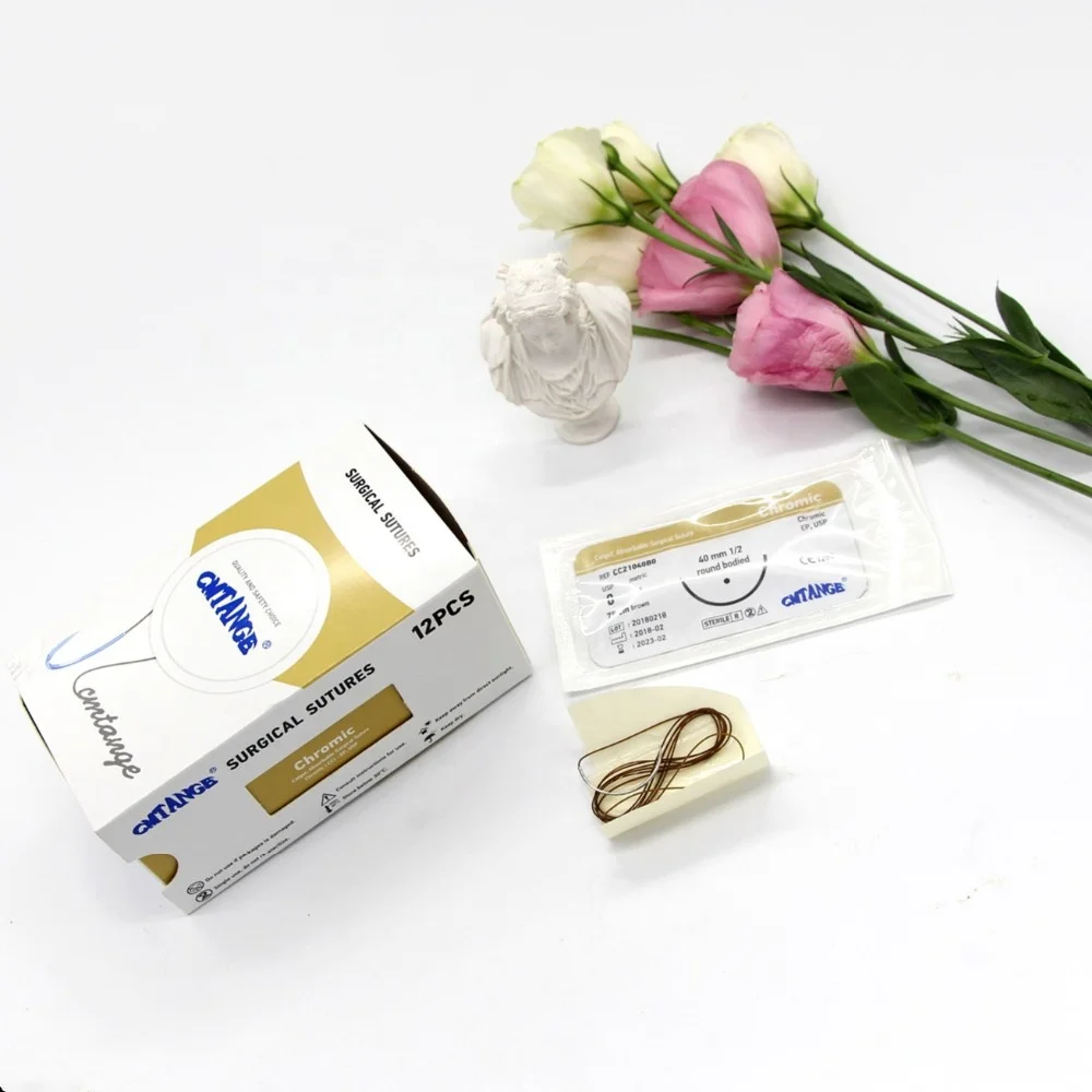 
CE approved brown degraded Catgut surgical suture thread with needles 