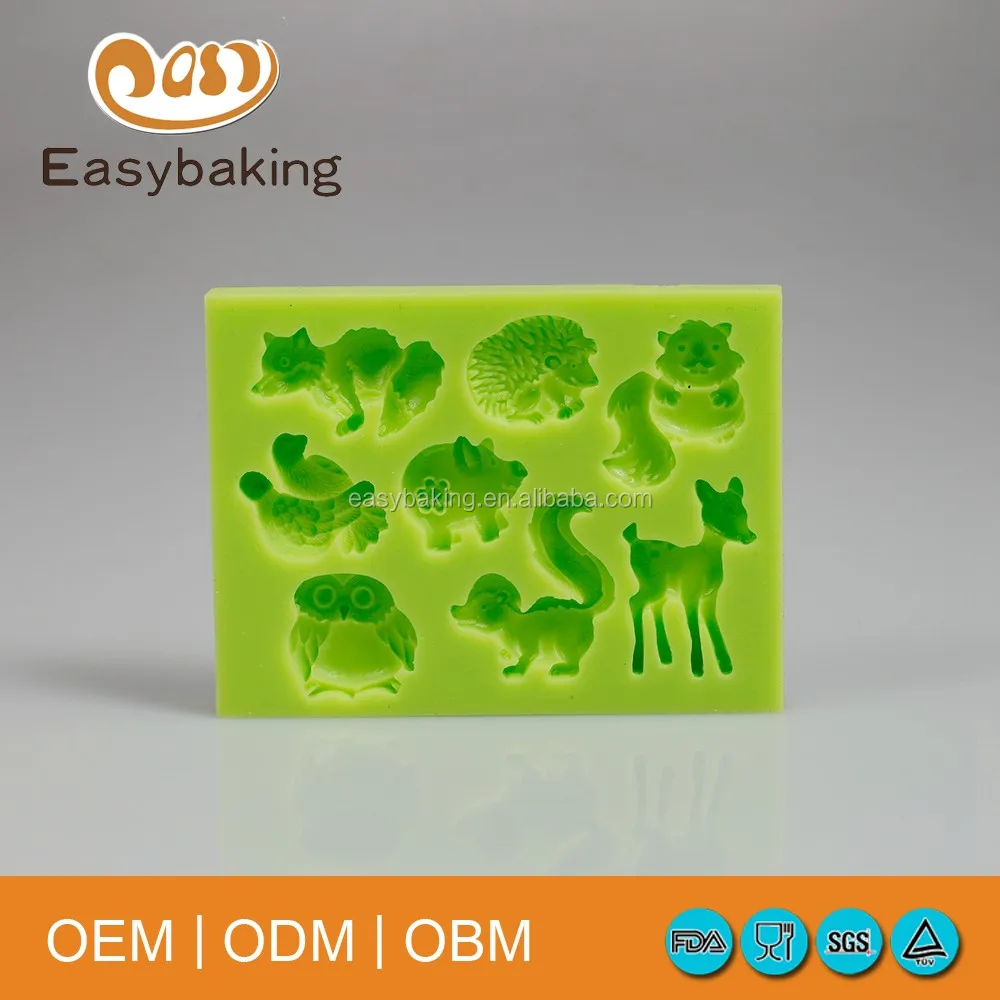 Animal Series Owl Pig Squirrel Hedgehog Fox Fawn Cake Decorate Silicone Mold