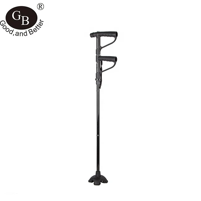 Aluminium Crutch Folding Walking sticks with Two Handles LED Easy Up Cane For Elderly