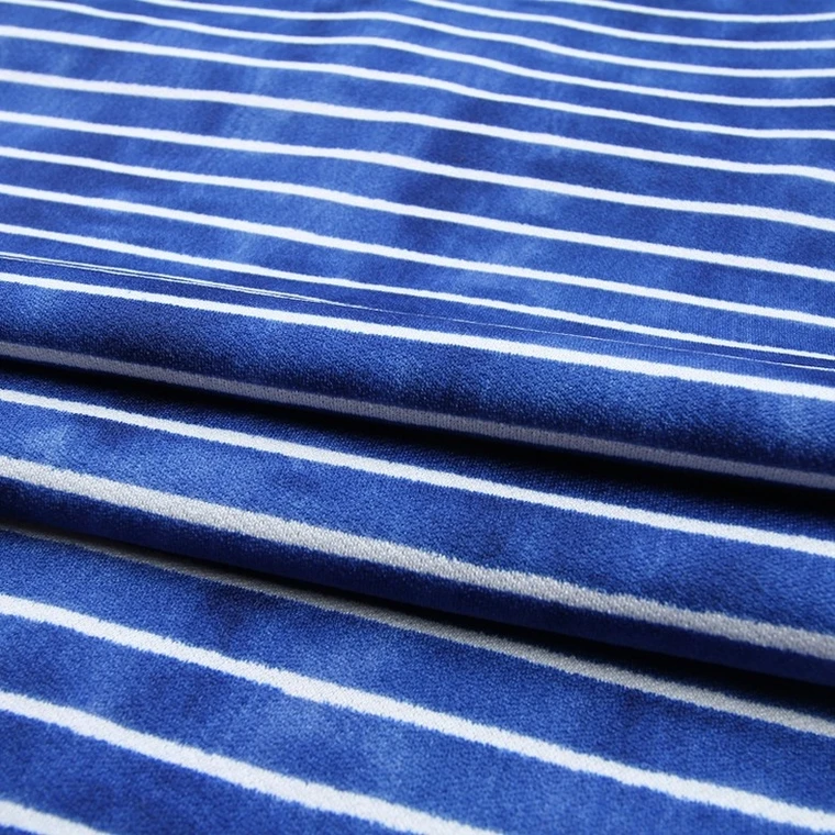 
Popular stripe poly knit polyester fabric moss crepe printed 