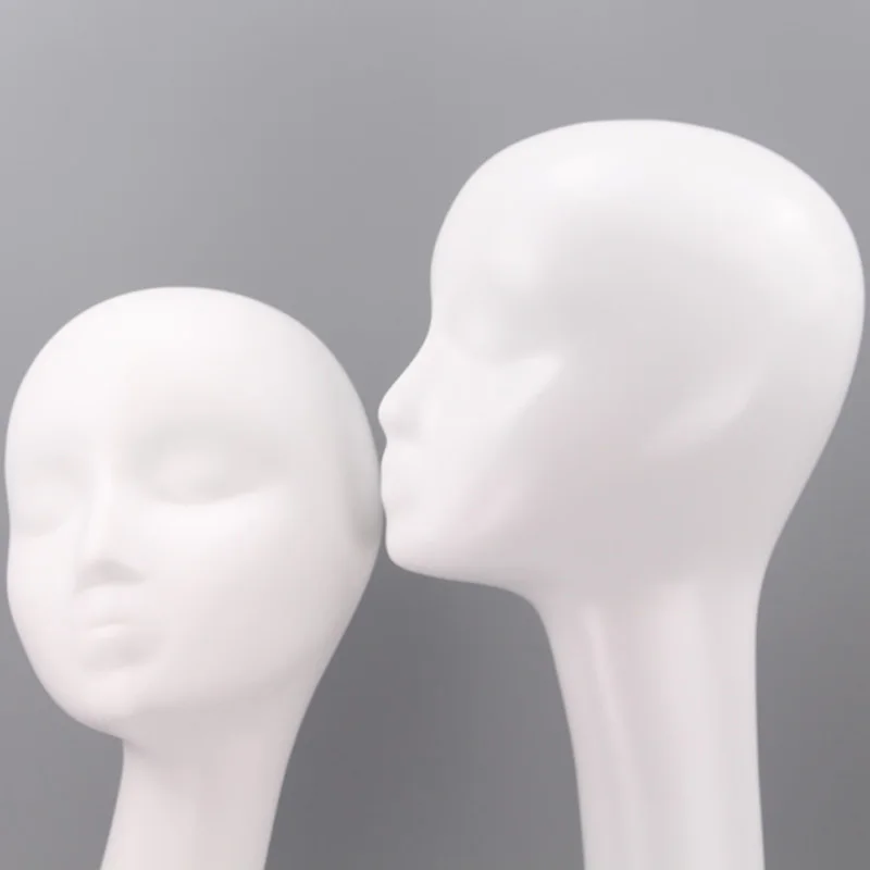 Xinji Beautiful Dummy Abstract Fiberglass Female Mannequin Matte White Head For Wig Hat Scarf Display