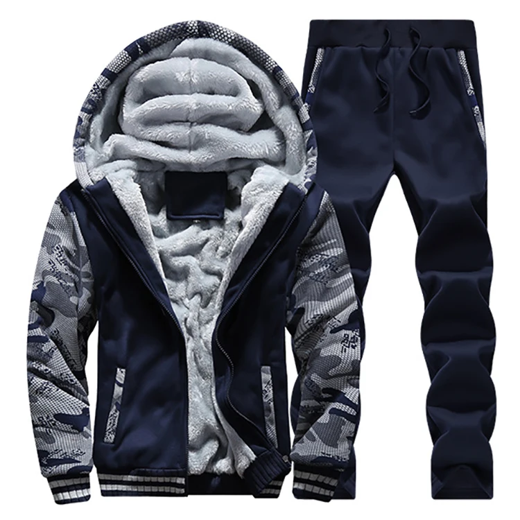 Новинка 2020, зимняя плюшевая мужская спортивная одежда, повседневный костюм с большой шапкой, куртка на молнии, толстовка