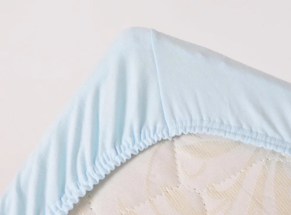 
Amazon Hot Sale Newborn Baby Crib Dyed Bedding Knitted Plain Cotton Jersey Fitted Sheet 