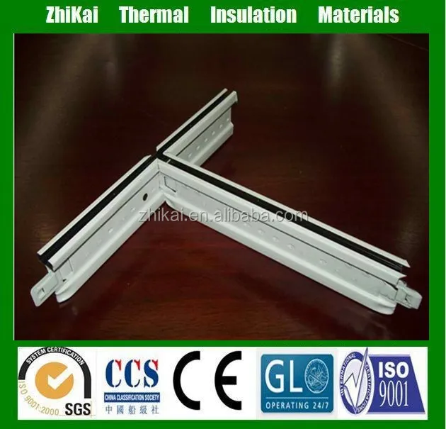 suspended false ceiling board metal frames T type, light steel ceiling grid for wall partition