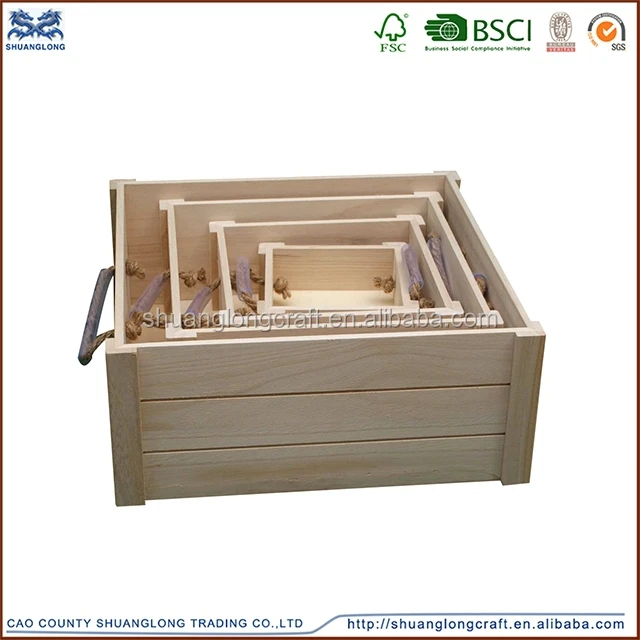 Shuanglong art minds wood crafts wholesale cheap wooden wine /fruit crates for sale