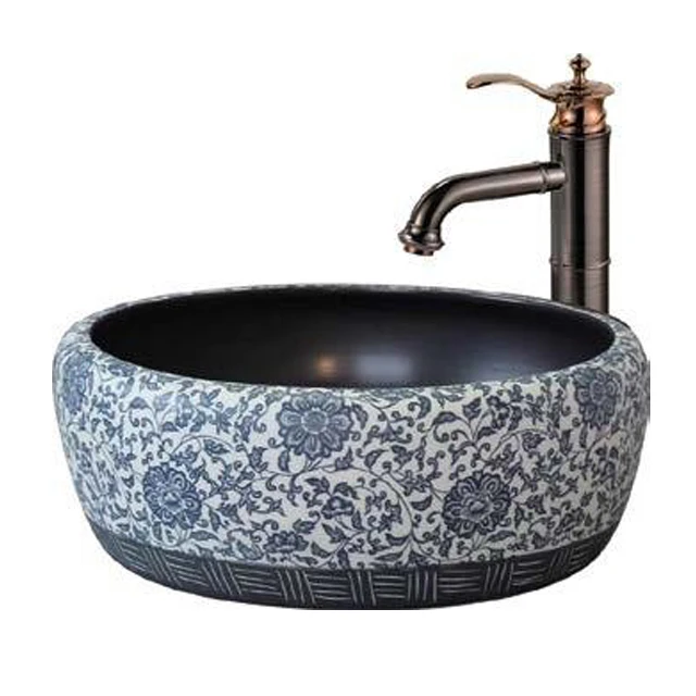 Unique chinese hand painted porcelain sink