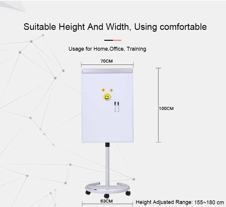 
Mobile Magnetic Display Easel Bulletin Board Flip Chart with Five Wheels for Home Office School 