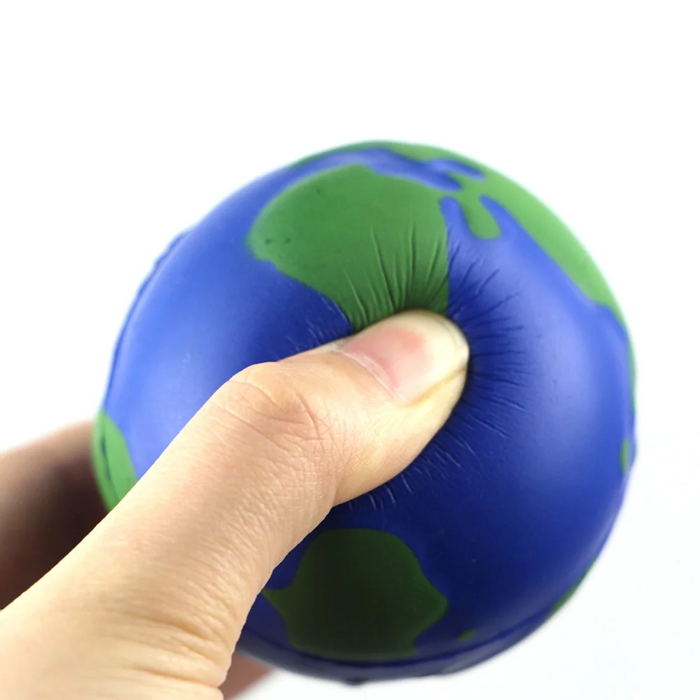 Hot selling PU earth globe stress relief toys custom logo PU foam ball